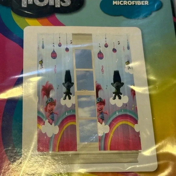 New Trolls World Tour Microfiber Window Panels Curtains 1 -set Rainbow 82" x 63" - Picture 4 of 5